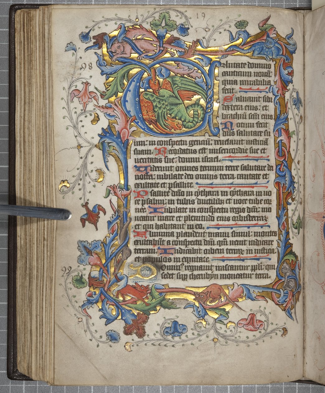 Žaltář s kalendářem použití Sarum, Fol 72 verso, cca 1425-75 (inkoust, barva a zlato na pergamenu) od English School