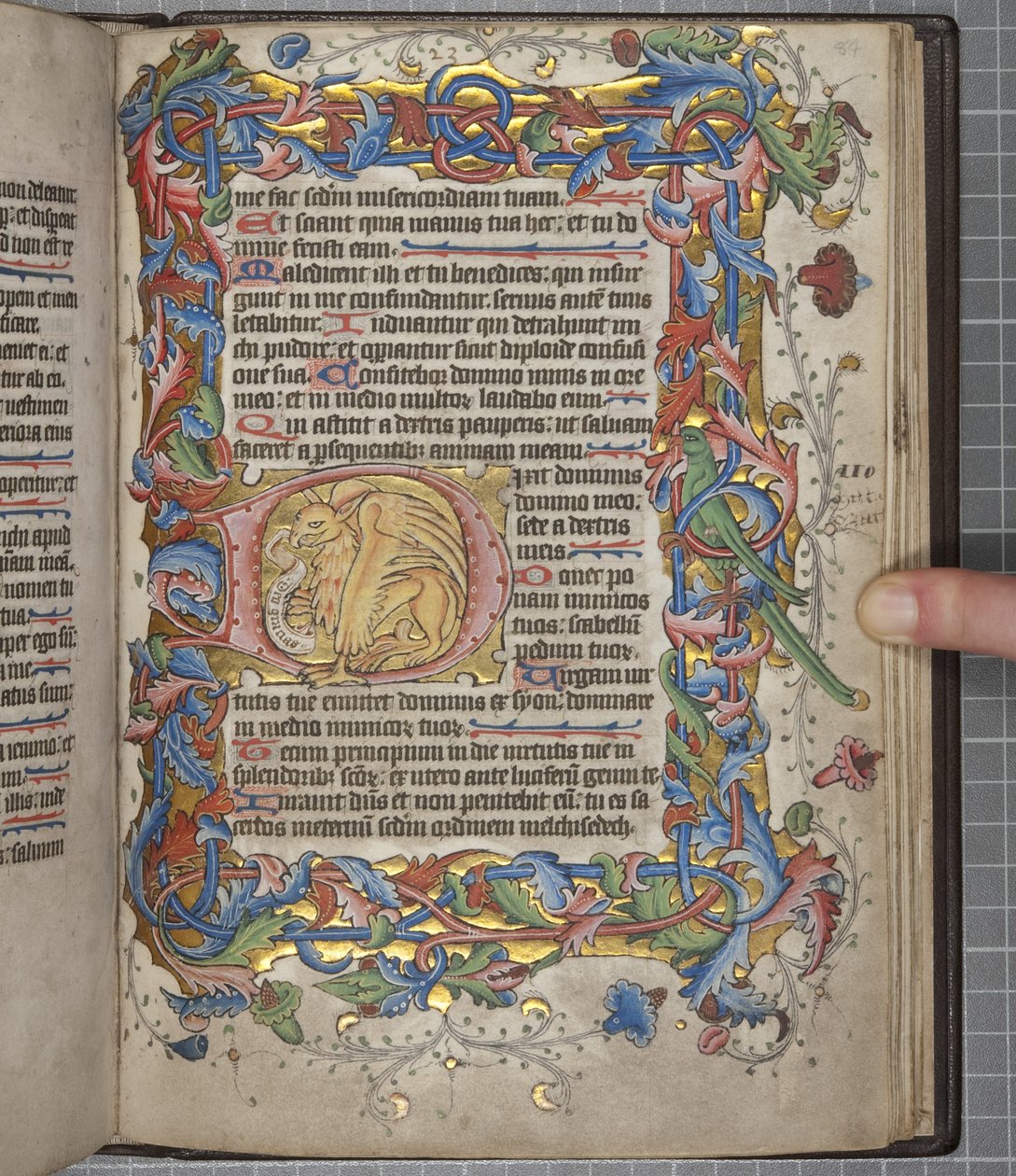 Žaltář s kalendářem použití Sarum, Fol 82 recto, c.1425-75 (inkoust, barva a zlato na pergamenu) od English School