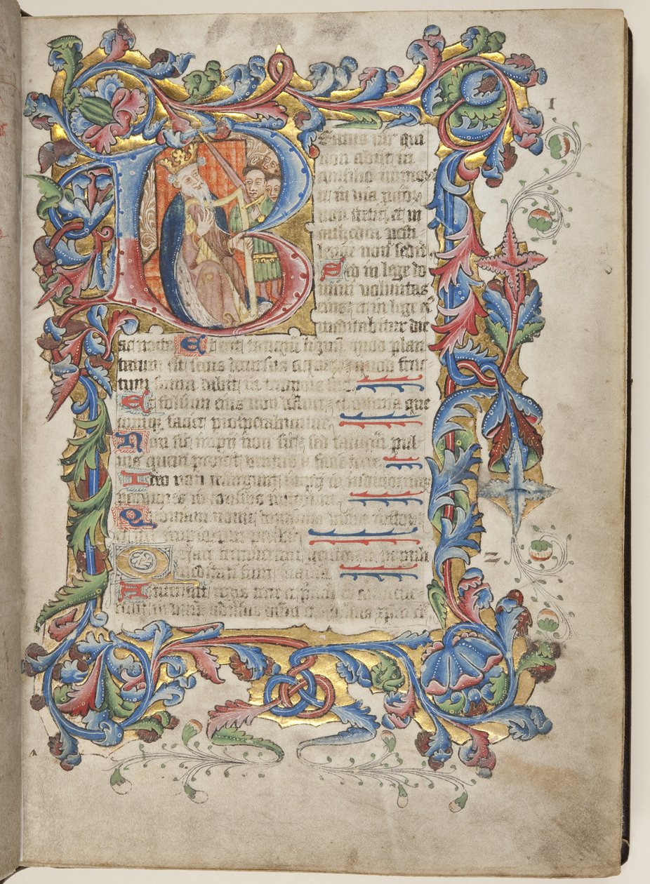 Žaltář s kalendářem použití Sarum, cca 1425-75 (inkoust, barva a zlato na pergamenu) od English School