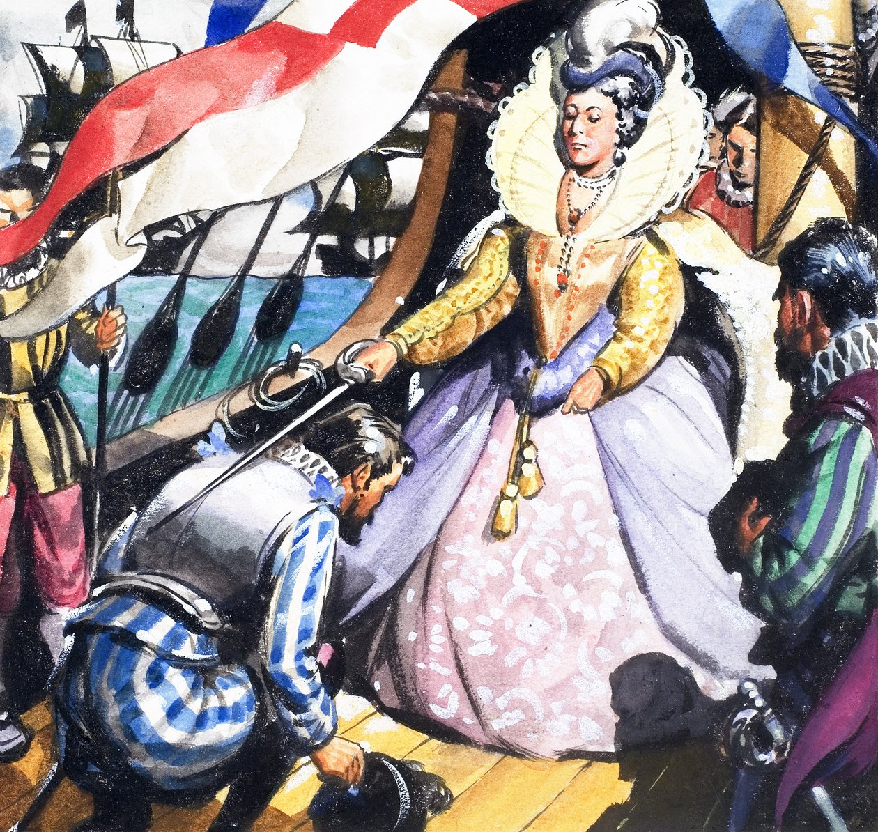 Královna Alžběta a Francis Drake od English School