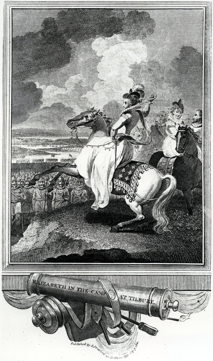 Královna Alžběta v táboře v Tilbury, 1811 od English School