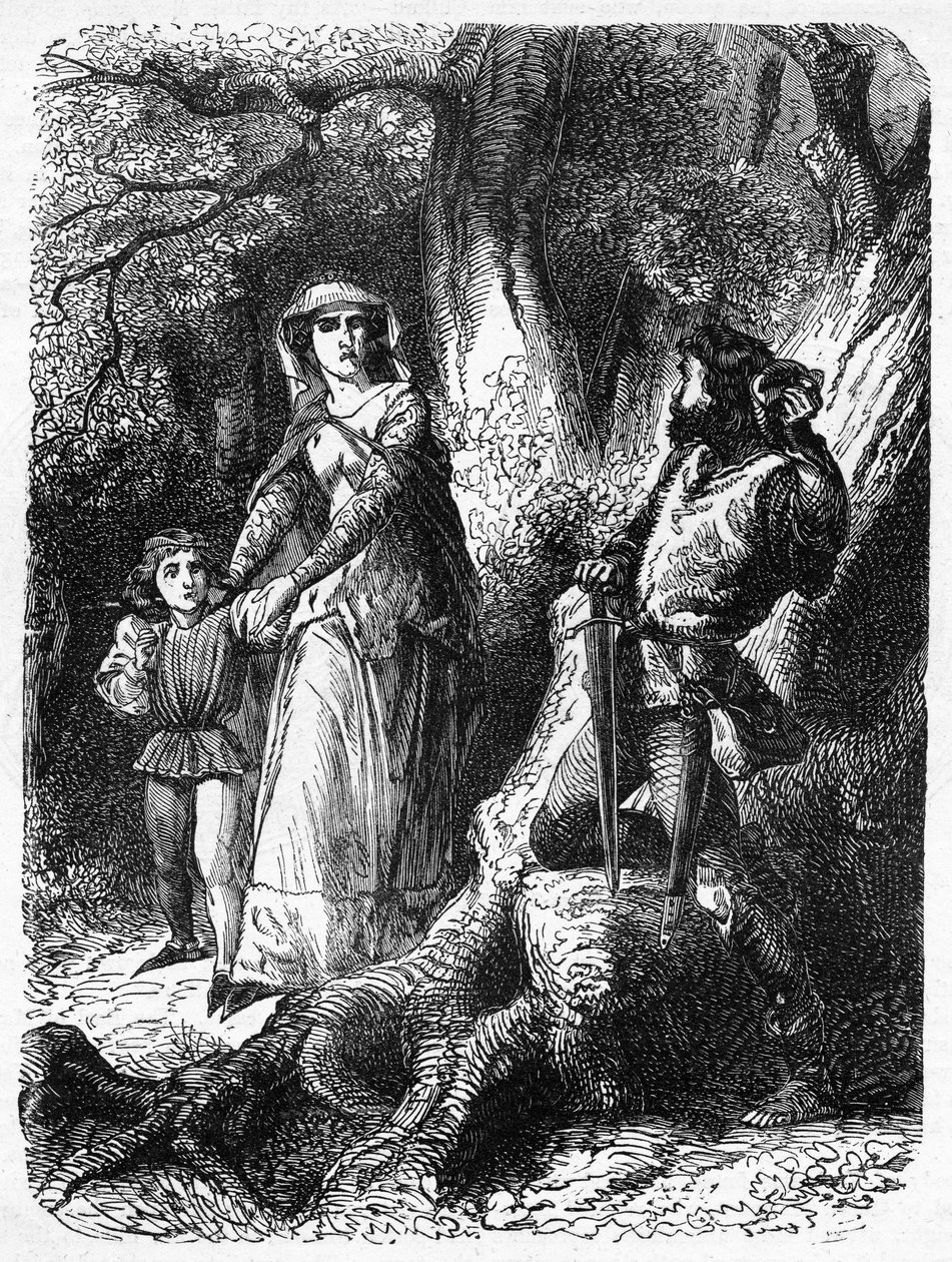 Královna Margaret a lupič z Hexhamu, ilustrace z „Ilustrované historie Anglie Johna Cassella“ vydané v roce 1858 od English School