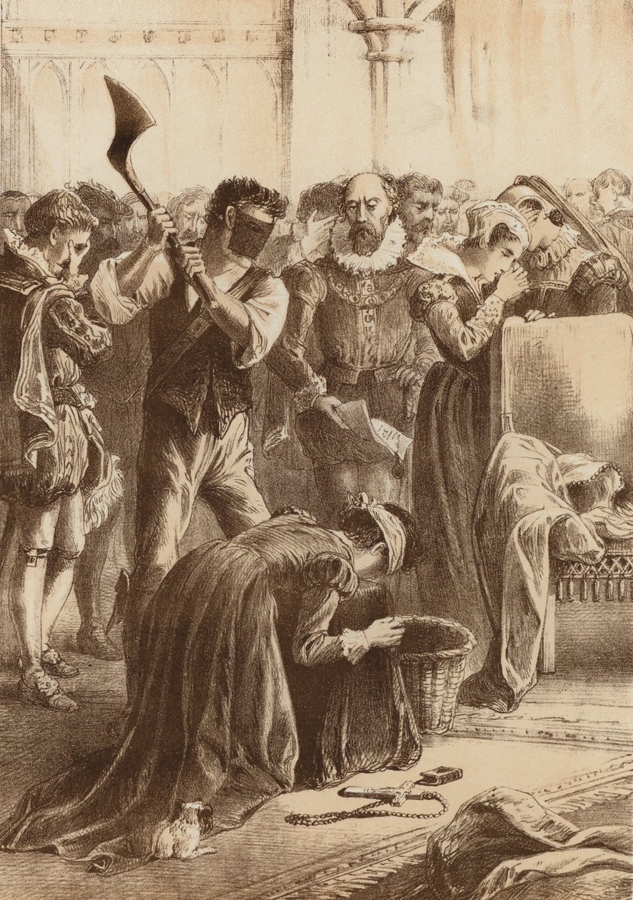 Královna Marie, "Sťata ve Fotheringay" (litografie) od English School