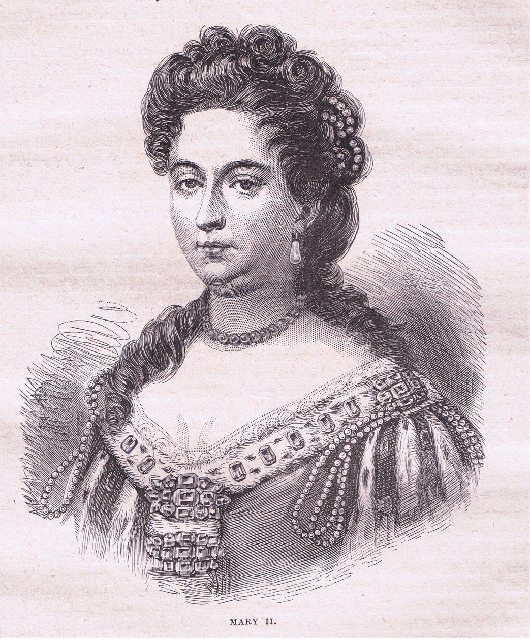 Anglická královna Marie II (litografie) od English School
