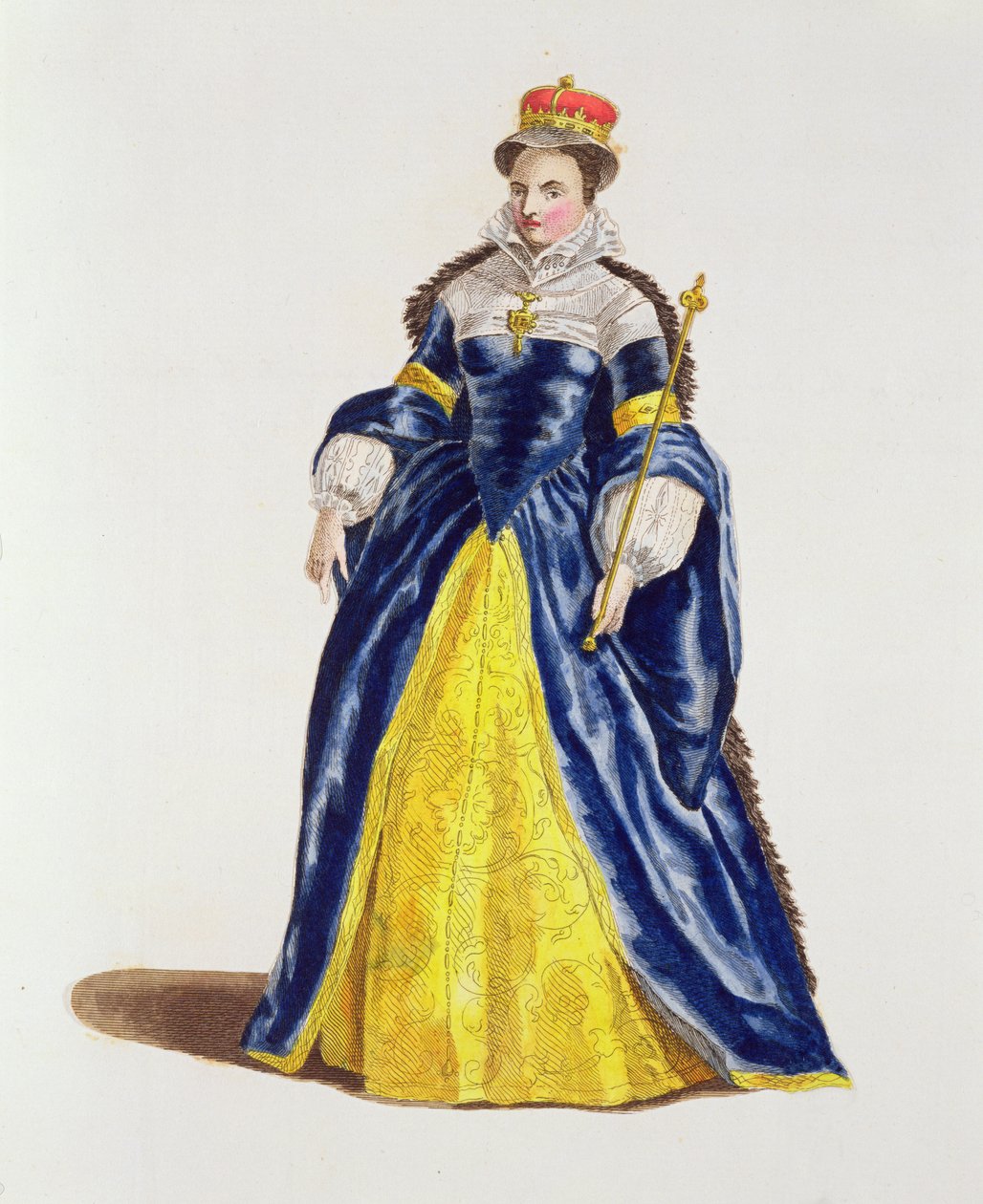 Anglická královna Marie I (1516-58) v roce 1554 (barevná rytina) od English School