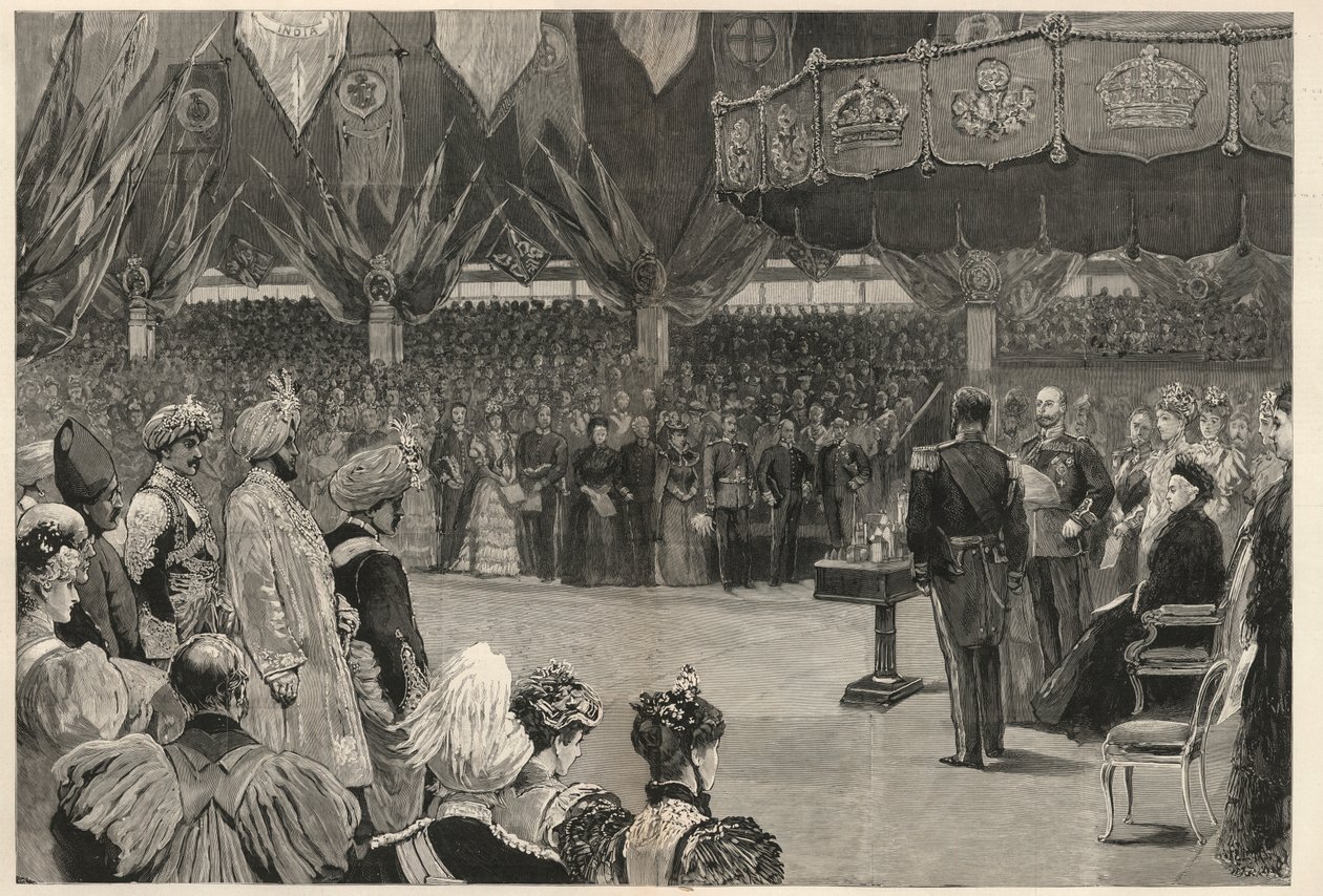 Queen Victoria otevření Imperial Institute Spojeného království, kolonií a Indie v Londýně, květen 1893. od English School