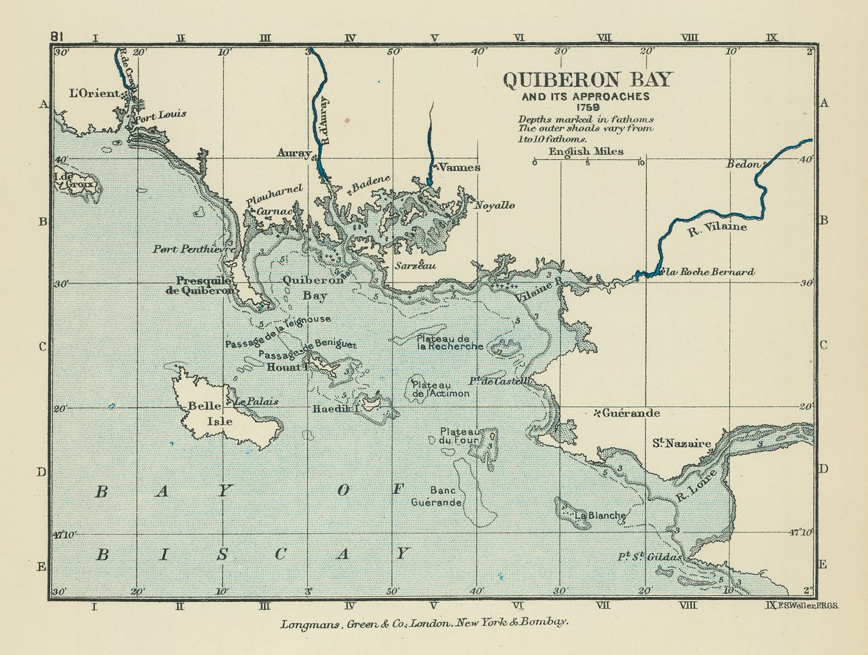 Quiberonský záliv a jeho okolí (barevná litografie) od English School
