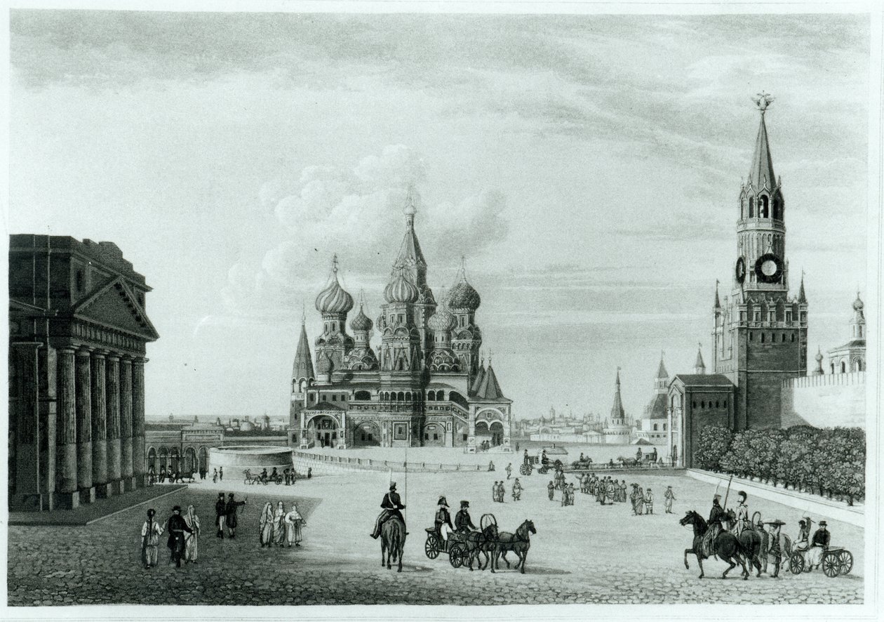 Rudé náměstí, Moskva, z Povaha Rusů a podrobná historie Muscovy od Roberta Lyalla, vydané 1823 od English School