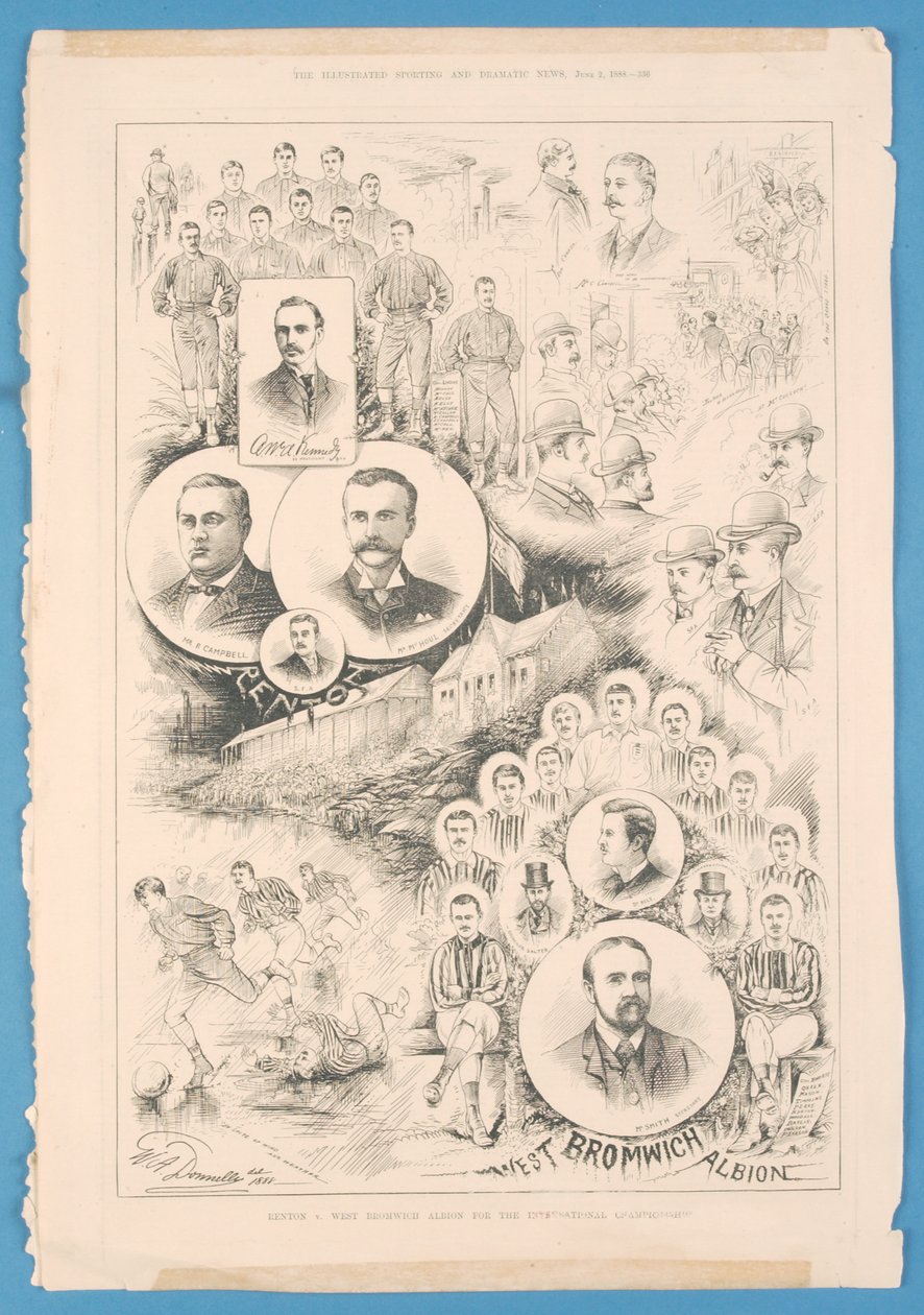 Renton vs. West Bromwich Albion, z The Illustrated Sporting and Dramatic News, 2. června 1888 od English School