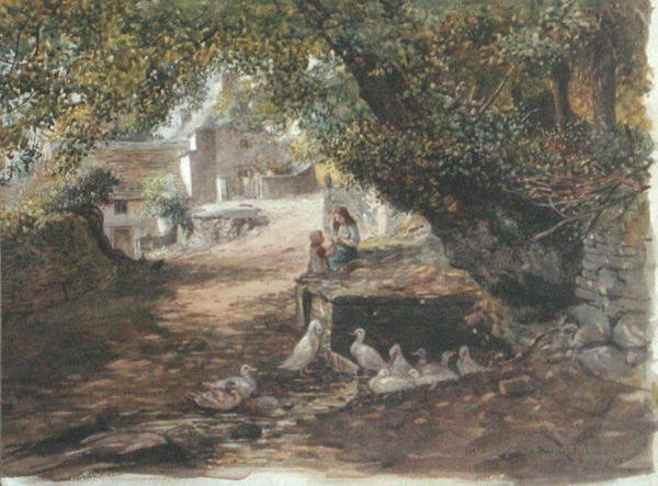 Resting in the Shade, cca 1880 (akvarel na papíře) od English School