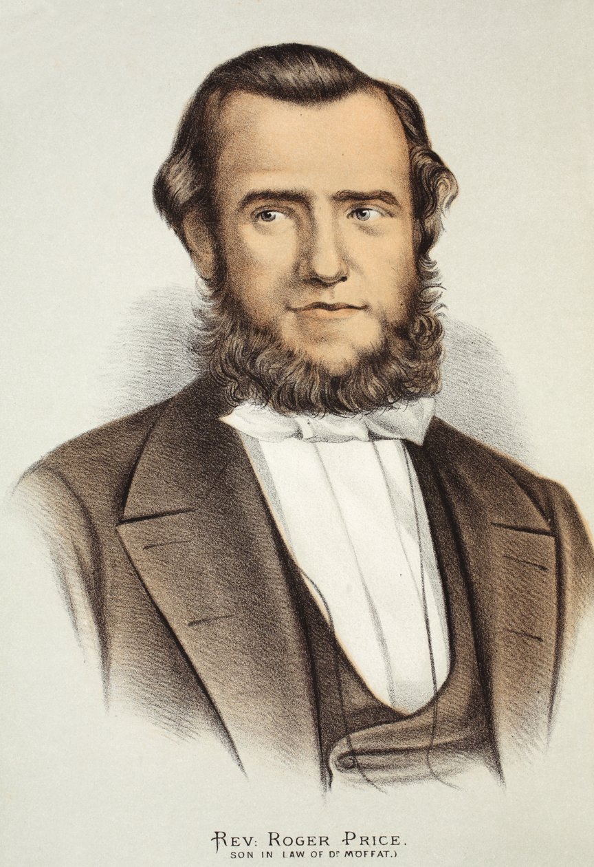 Rev. Roger Price, ilustrace z Obrazového vydání života a objevů Davida Livingstona od J. Ewinga Richieho, pub. od A. Fullarton & Co., 1876 od English School