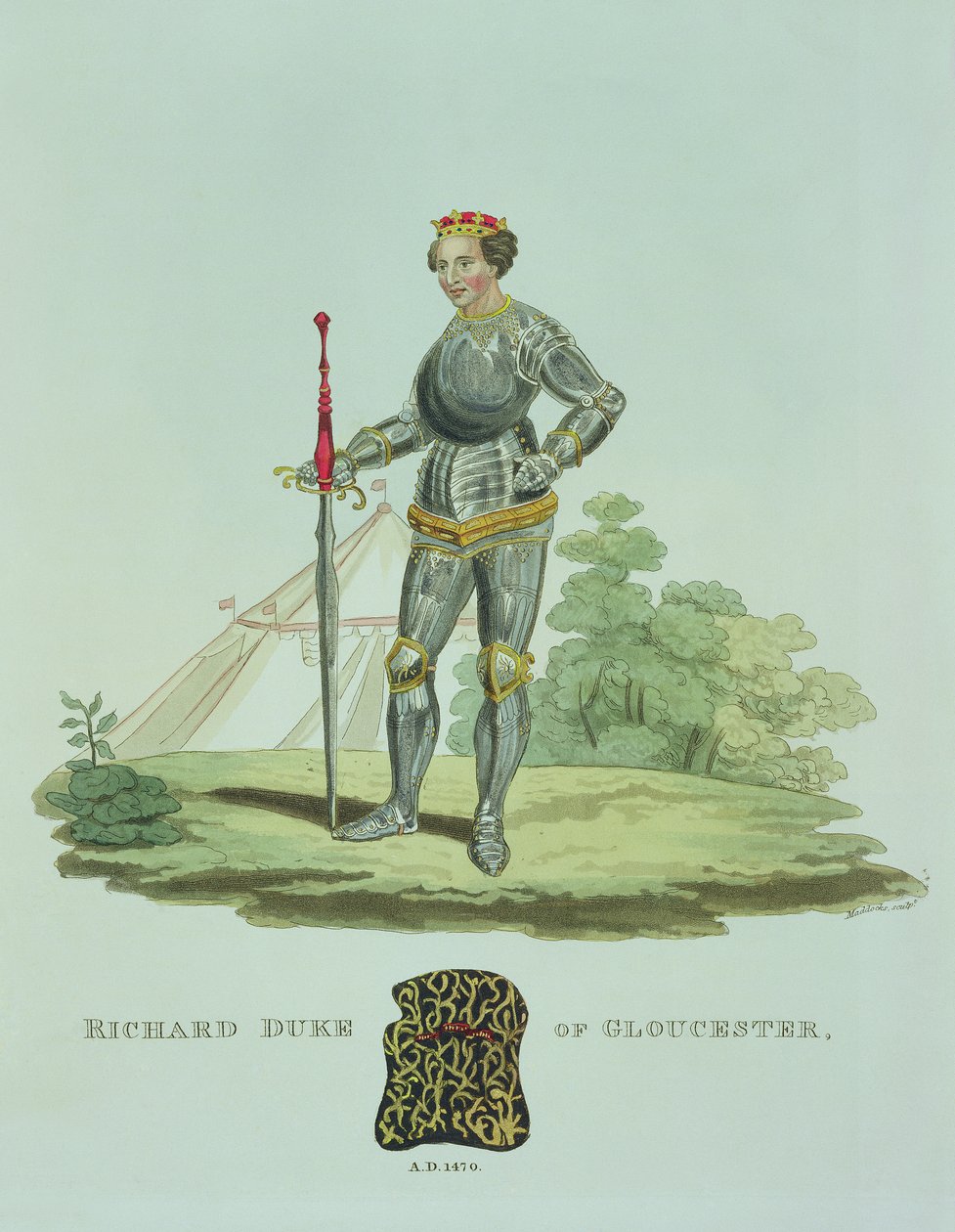 Richard III (1452-85) 1470, vyryl W. Maddocks, z Ancient Armor od Samuela Rushe Meyricka, 1824 od English School