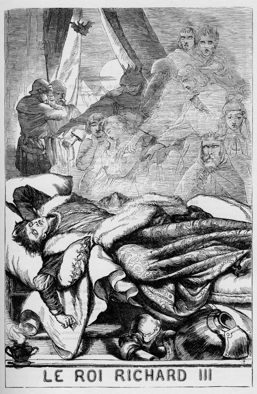 Richard III (Život a smrt Richarda Třetího) – Ilustrace v „“ Completes de William Shakespeare““ 1866 – Ilustrace a obecná forma tohoto vydání jsou vypůjčeny z Cassellova ilustrovaného Shakespeara, vydaného v Londýně od English School