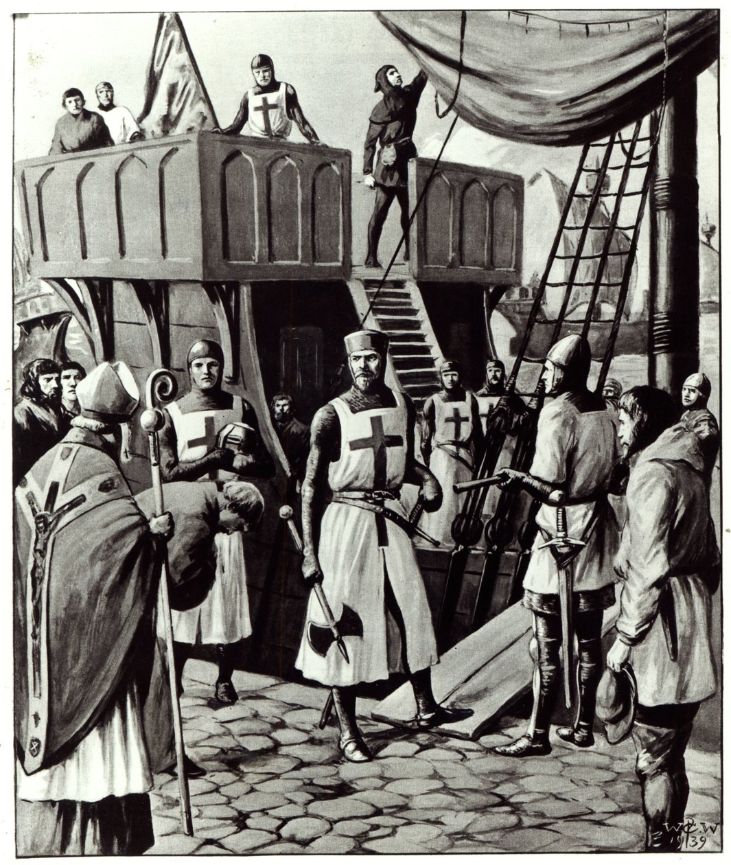 Richard I. vyplouvá do Svaté země, 1939 od English School