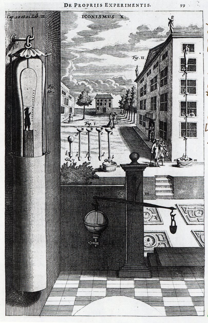 Návrhy a nápady Roberta Boylese na vakuovou pumpu publikované v roce 1669 od English School