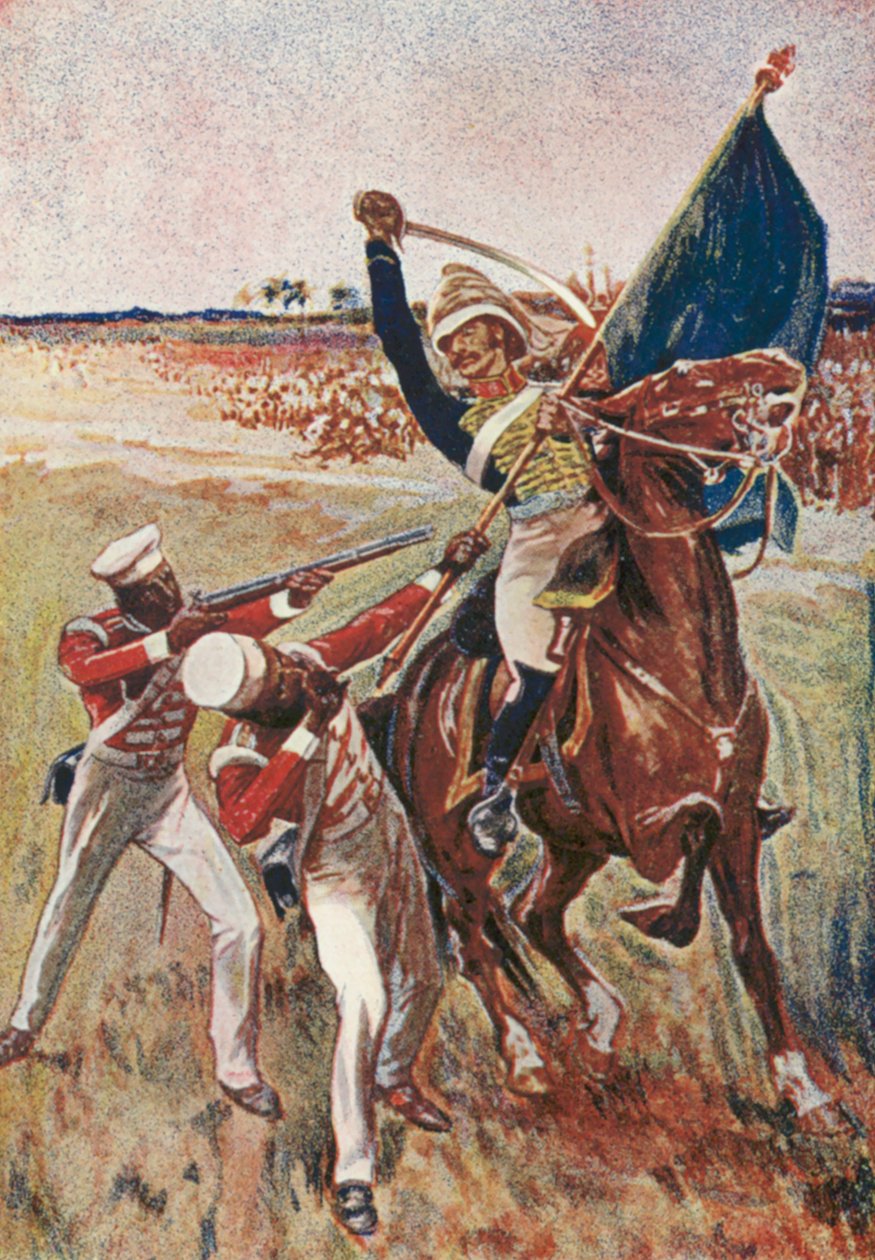 Roberts získává Viktoriin kříž (barevná litografie) od English School