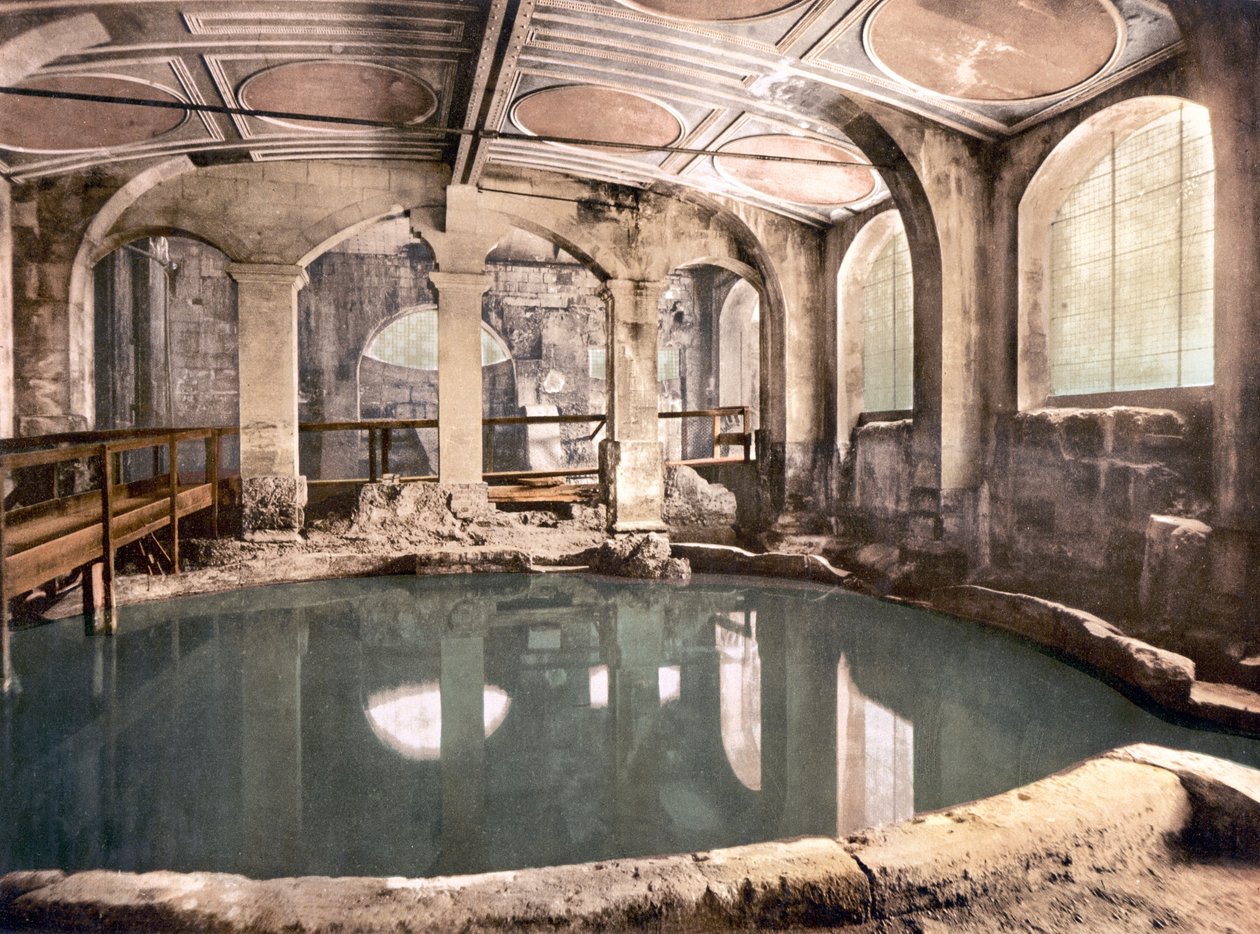 Římské lázně, Bath (ručně kolorovaná fotografie) od English School