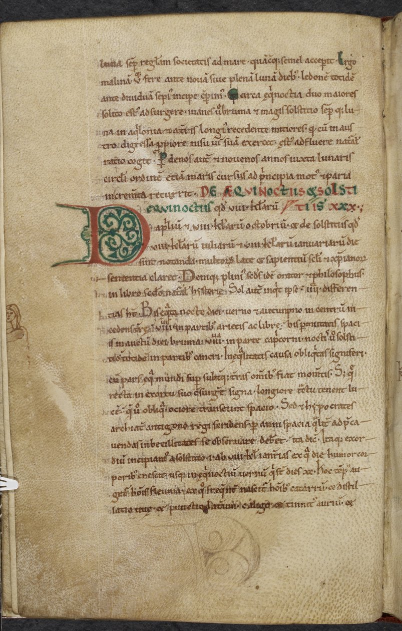 Royal 13. A.XI, f.59vInitial D.De temporum ratione.Bede ctihodný Různé práce o počítačích a astronomii.11. století-12. stol. od English School