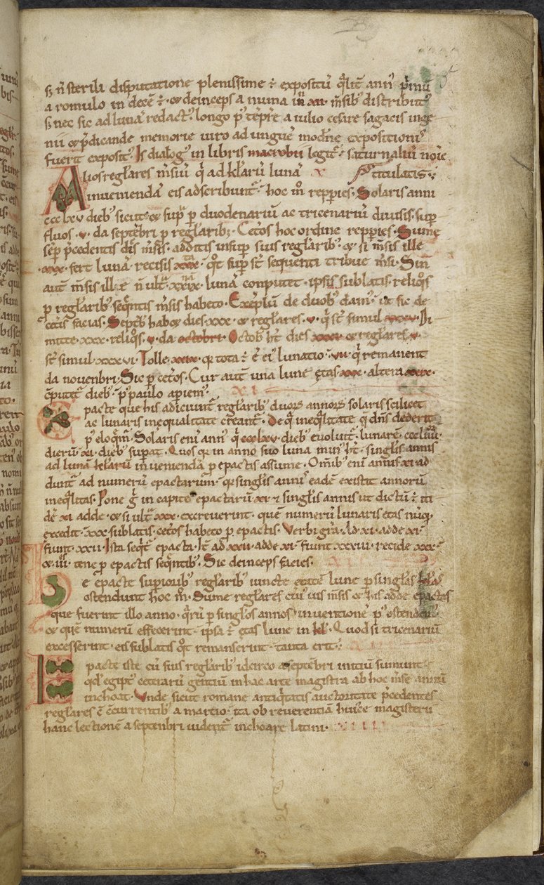 Royal 13. A.XI, f.5 Iniciály a krajové kresby, Computus, Helperic of Auxerre (vellum); od English School