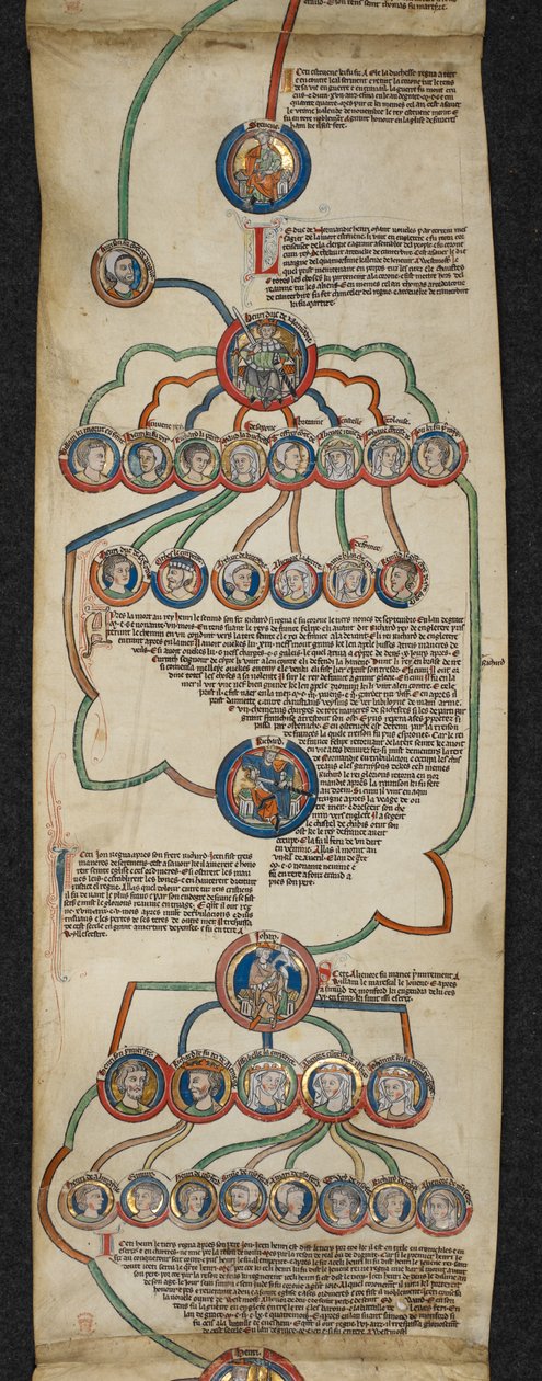Royal 14 B. VI, Membrane 6, The Royal Genealogie from Steven to John, ilustrace z 