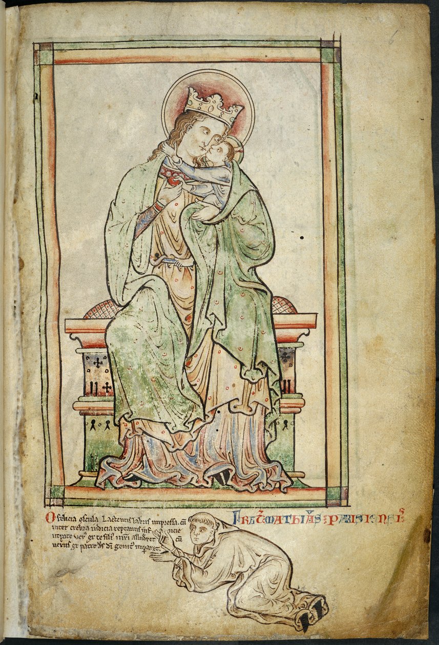 Royal 14 C. VII, f.6 Panna a dítě s umělcem, ilustrace z 