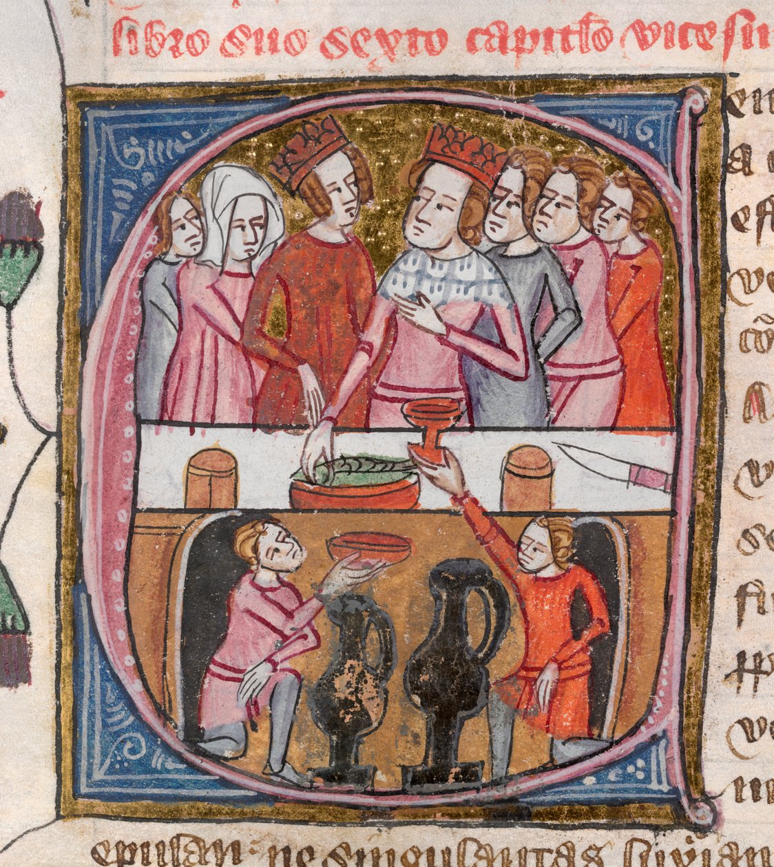 Royal 6 E. VI, f.259v, Králové a královny hodující, z 