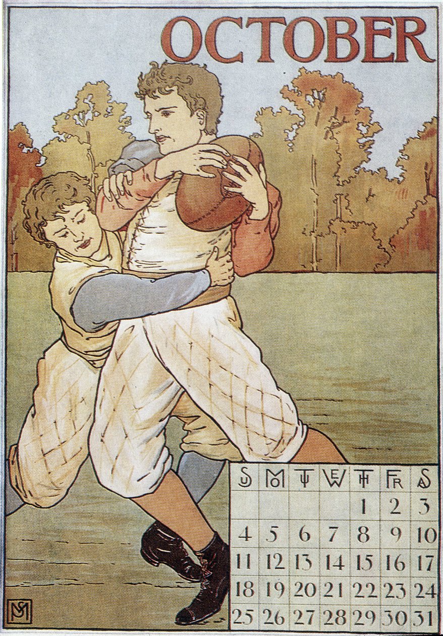 Rugbymen - anglický kalendář, v. 1895 od English School