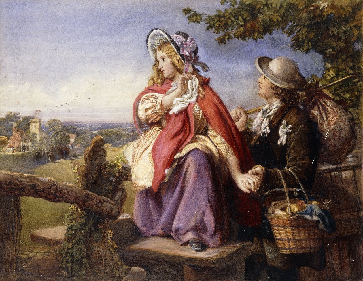 Rustic Lovers Crossing a Style, c.1860 od English School