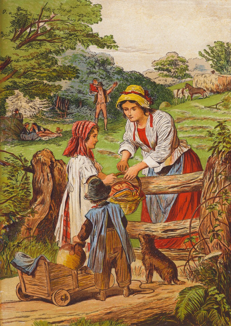 Rustikální scéna (barevná litografie) od English School