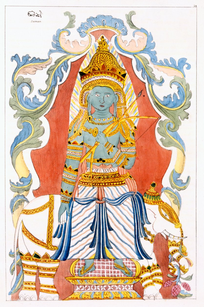 Saman Dewa Raja, Four Hill Guards, z Historie a doktrína buddhismu od Edwarda Uphama, 1829 od English School