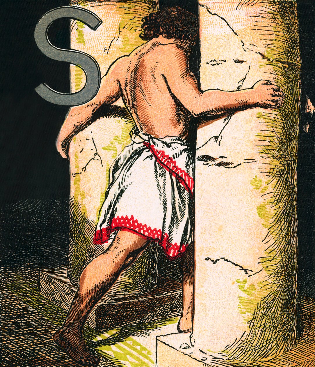 Samson (barevná litografie) od English School