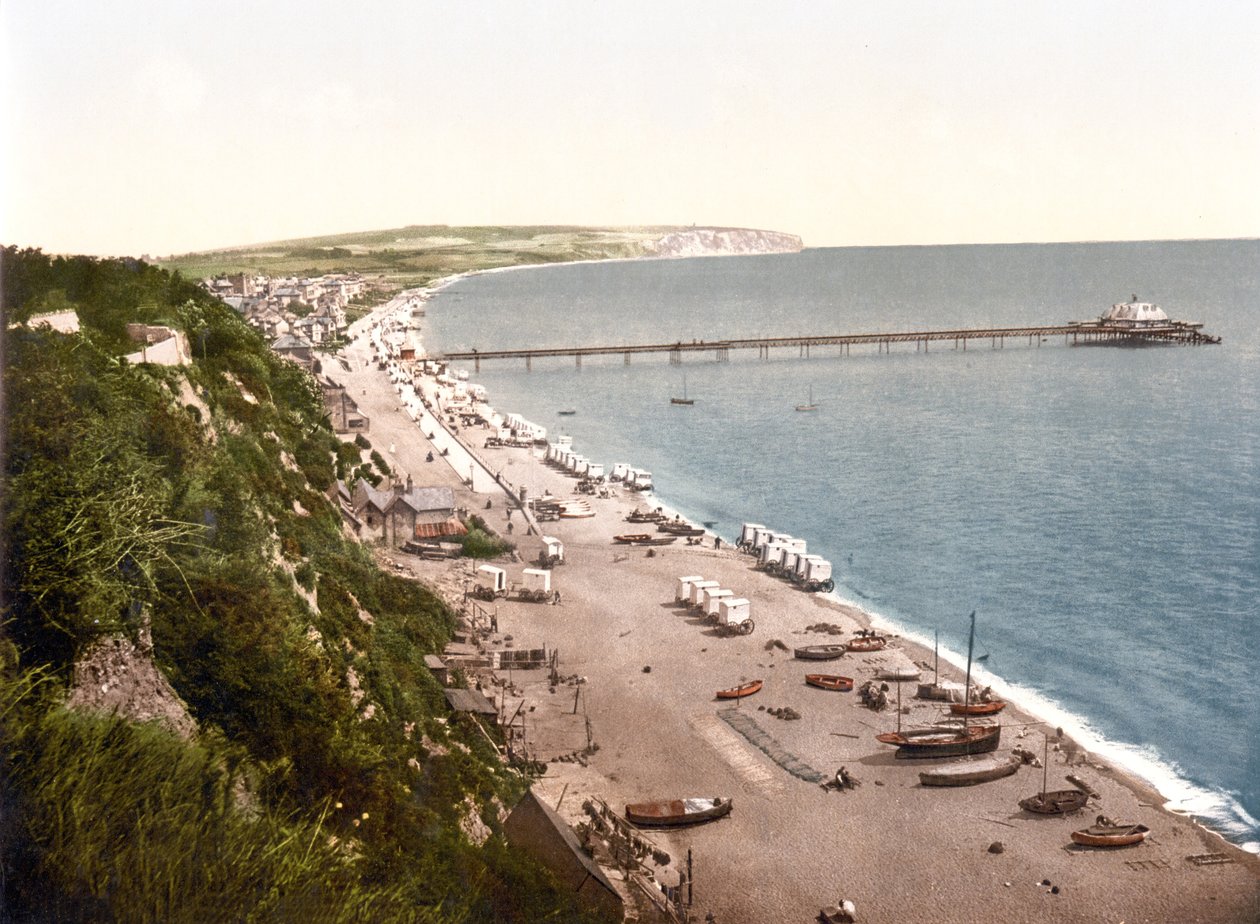 Sandown Bay, Isle of Wight (ručně kolorovaná fotografie) od English School