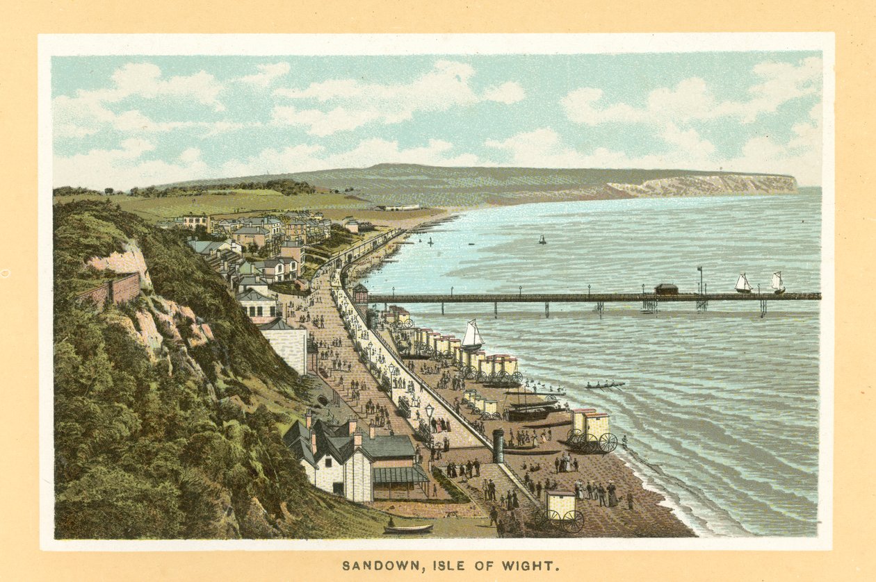 Sandown, ostrov Wight (barevná litografie) od English School