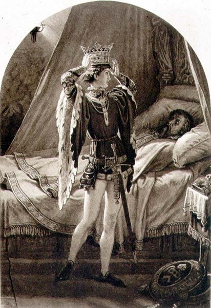 Scéna z Jindřicha IV. (část I) dějství IV, scéna 2 od Williama Shakespeara (1564-1616) (rytina) od English School