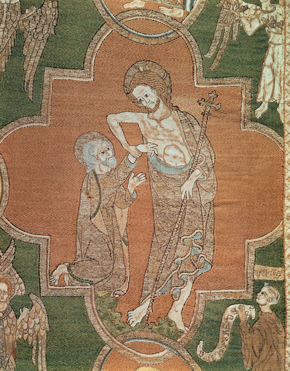 Scéna z Kristova života, detail ze Syon Cope, 1300-20 (plátno vyšívané kovovými nitěmi a hedvábím) od English School