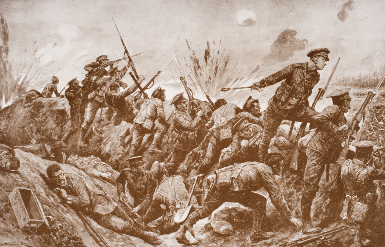 Druhý poručík G.H. Woolley v obraně Hill 60 se svými muži od English School