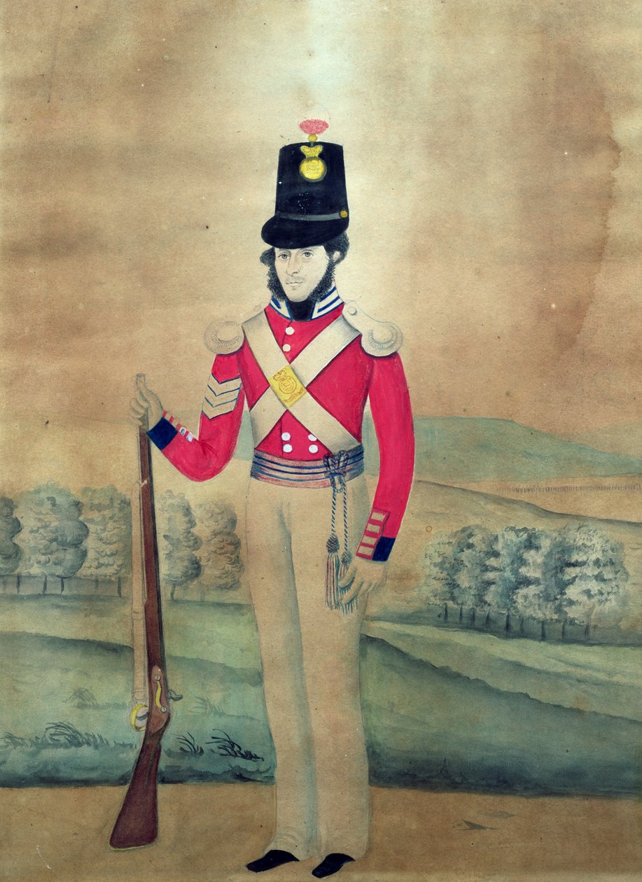 Seržant, britská armáda, c.1815 (wc na papíře) od English School