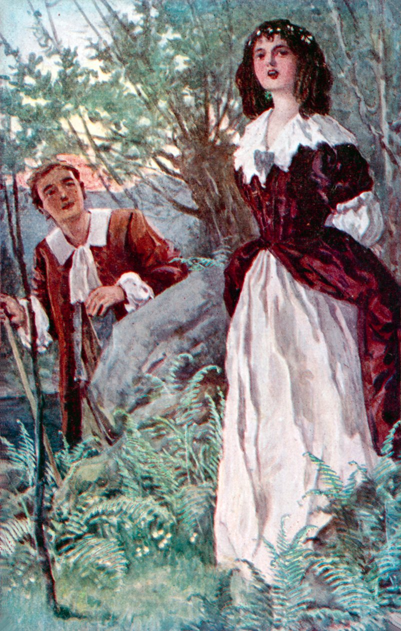 "Přicházela ke mně" (barevná litografie) od English School
