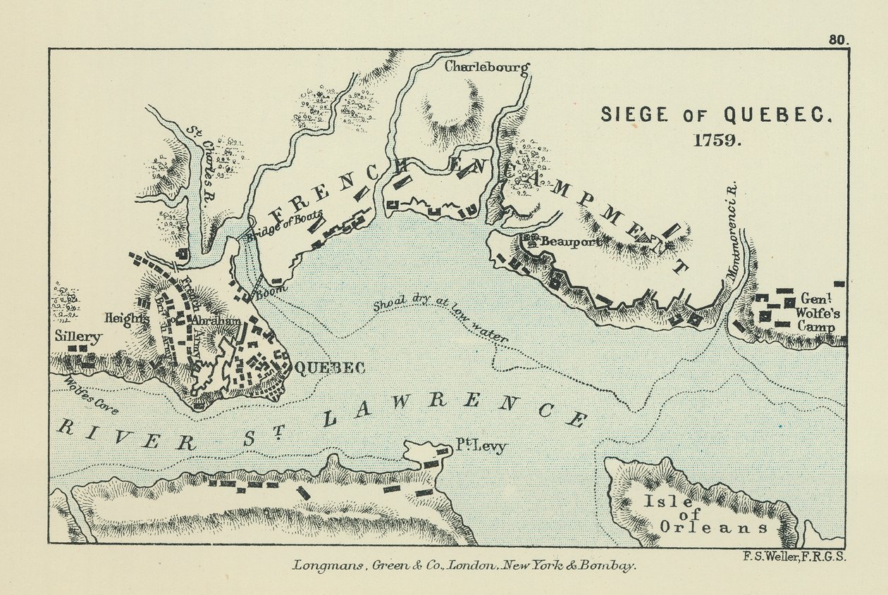 Obléhání Quebecu (barevná litografie) od English School