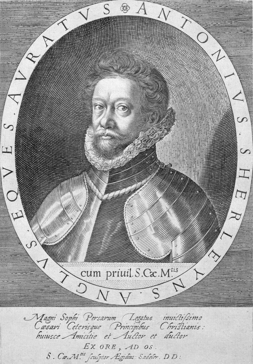 Sir Anthony Sherley (rytina) od English School