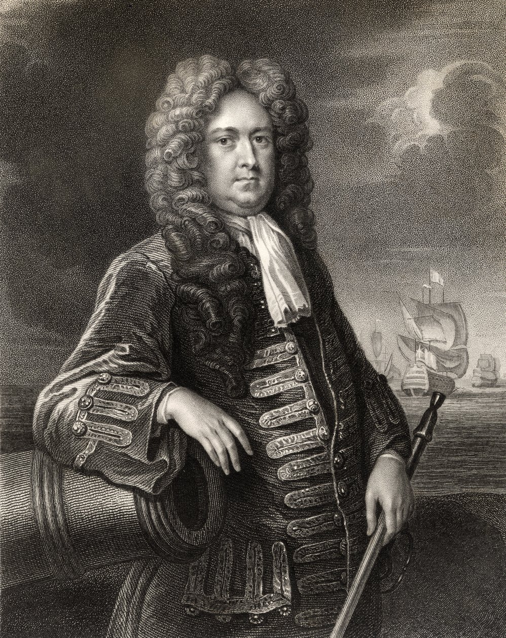 Sir George Rooke, vyrytý W. Hollem, z „The National Portrait Gallery Volume IV“, vydané kolem roku 1820 od English School
