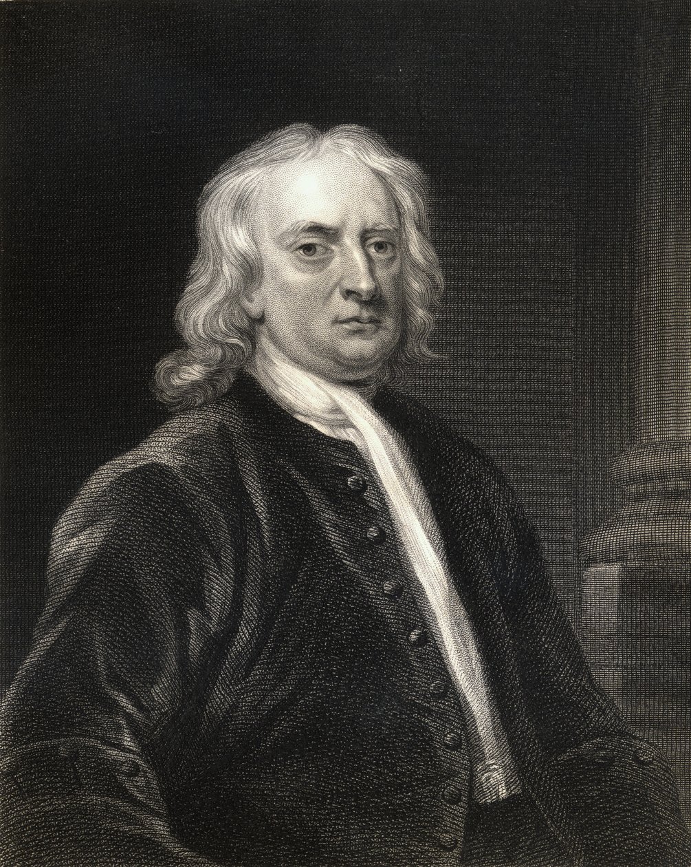Sir Isaac Newton (1642-1727) z Galerie portrétů, publikoval v roce 1833 od English School