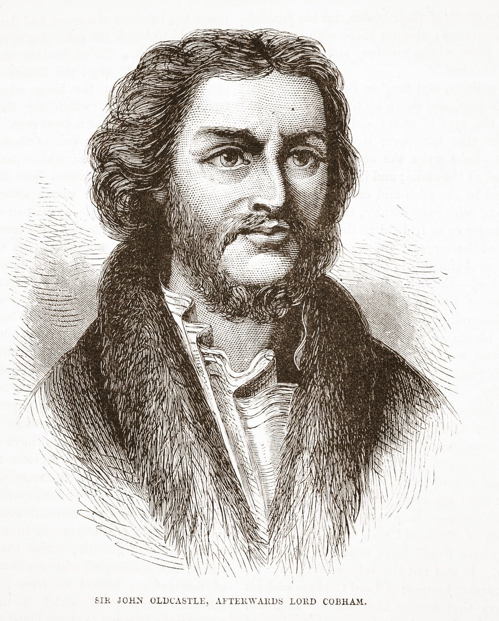 Sir John Oldcastle, poté Lord Cobham, ilustrace z Historie protestantismu od Jamese Aitkena Wylie (1808-1890), hospoda. 1878 od English School