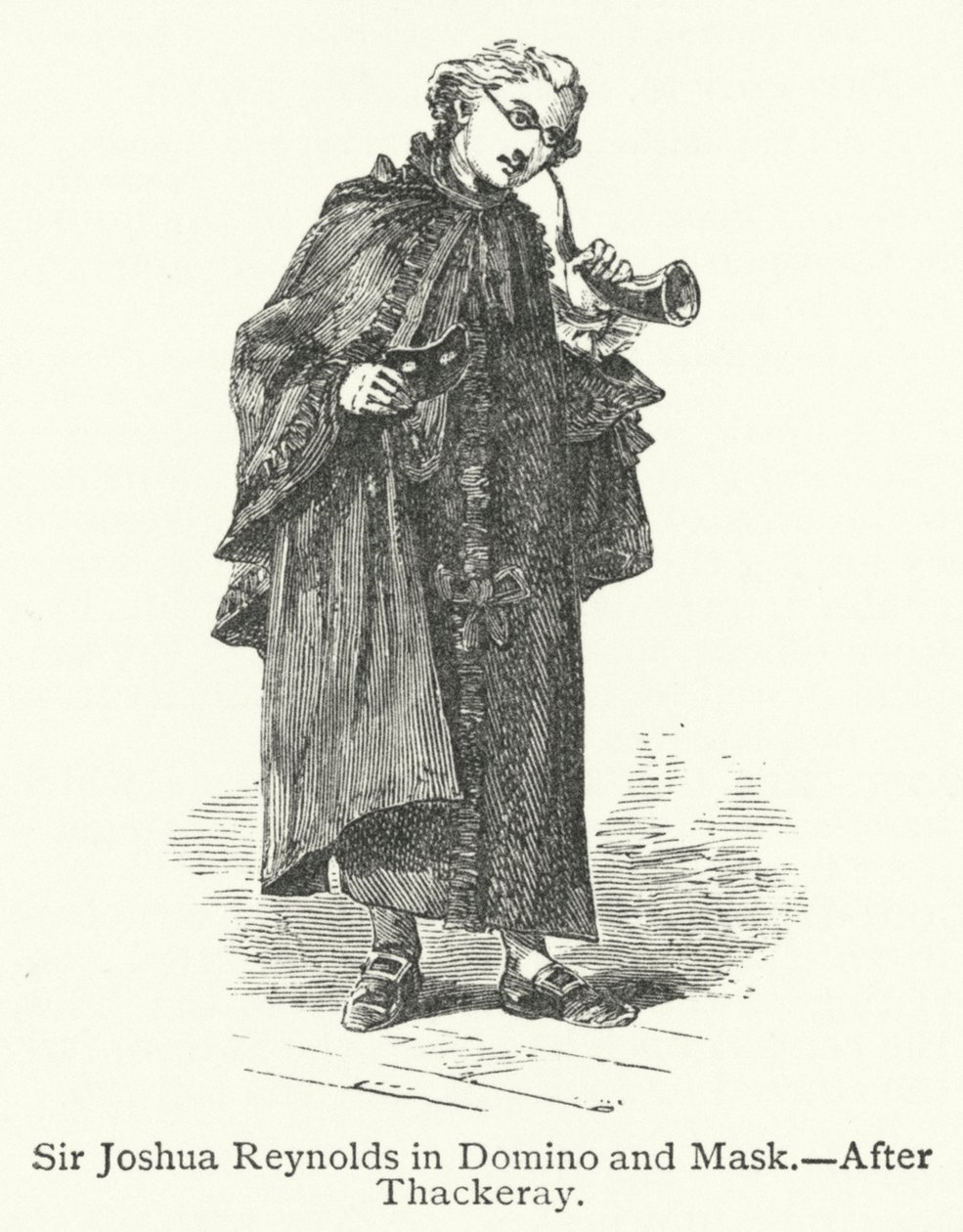 Sir Joshua Reynolds v Dominu a masce (rytina) od English School