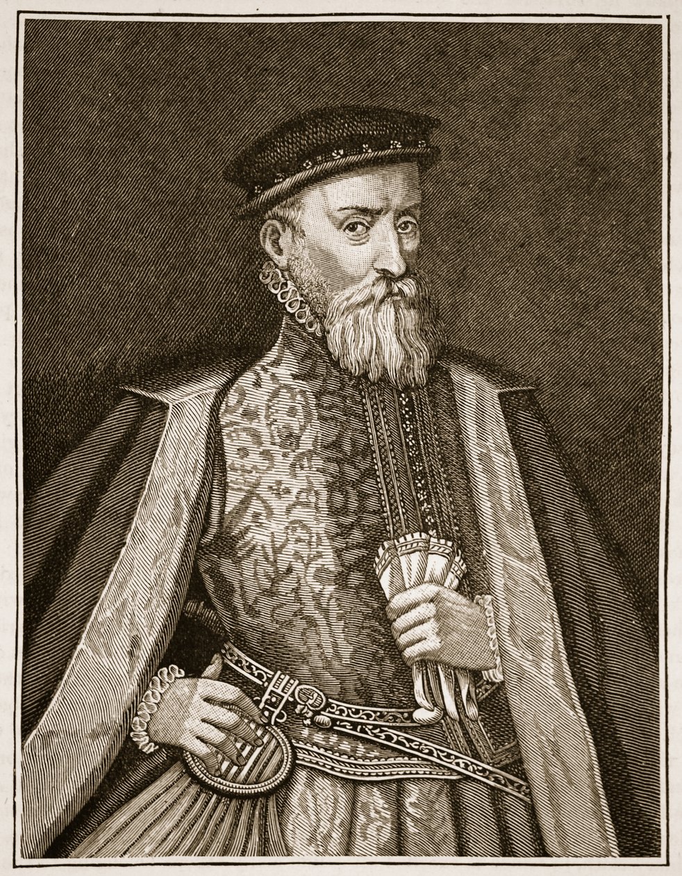Sir Thomas Gresham, ilustrace z Cassells Illustrated History of England (sépiová fotografie) od English School