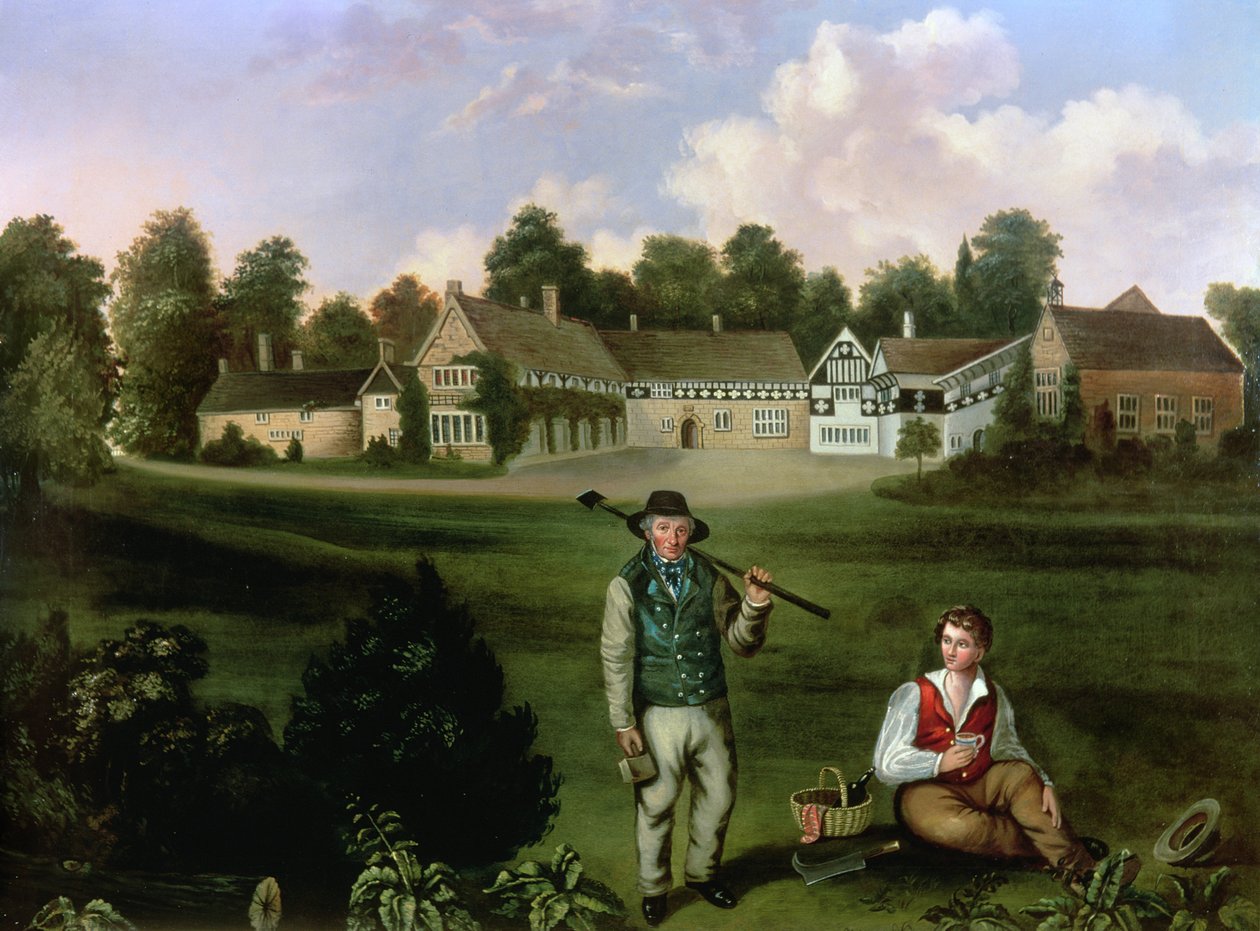 Smithills Hall z jihu, 1820 od English School