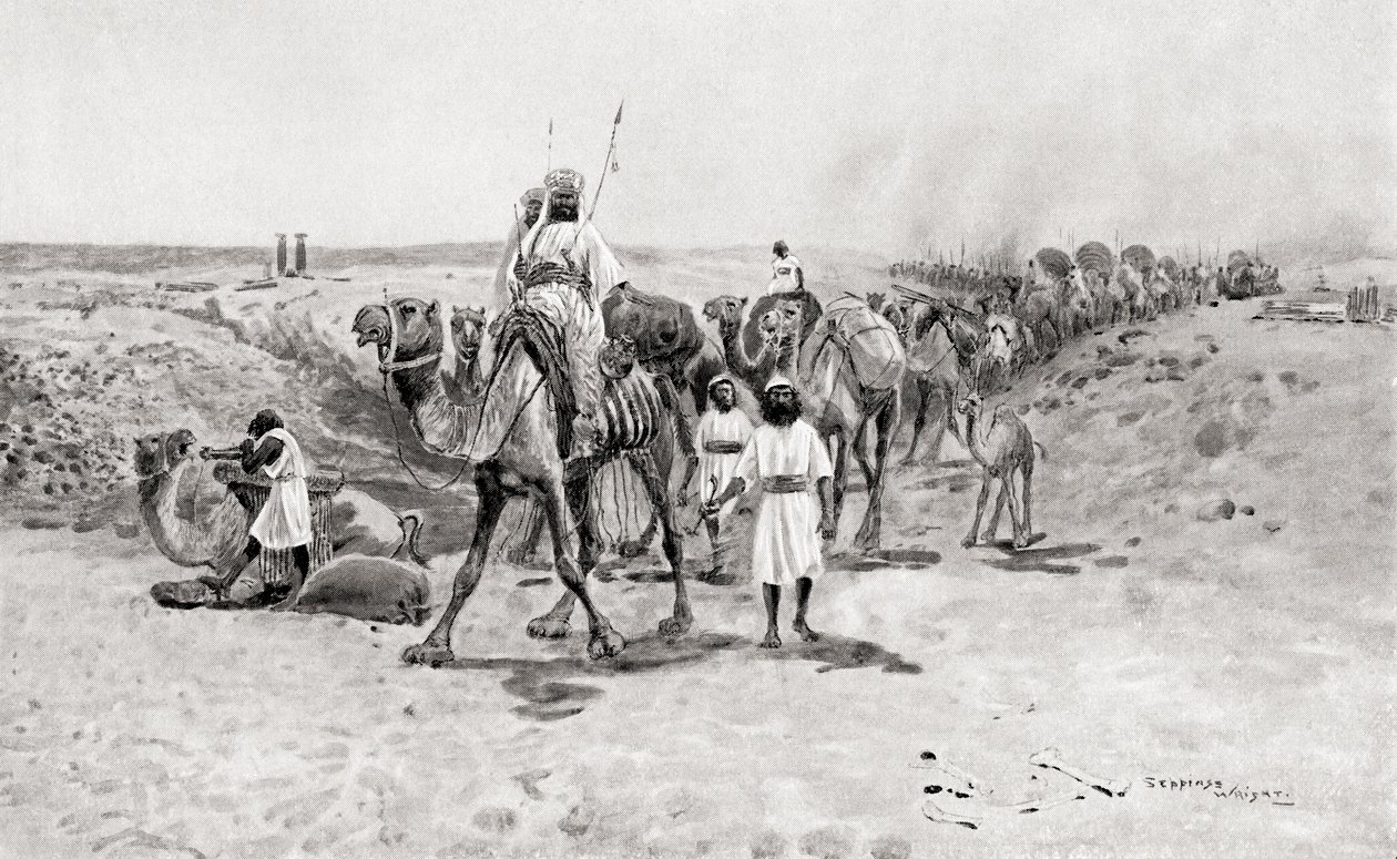 Šalamoun posílá dary Hiramovi I., fénickému králi Tyru, z Hutchinsonovy Dějiny národů, pub. 1915 od English School