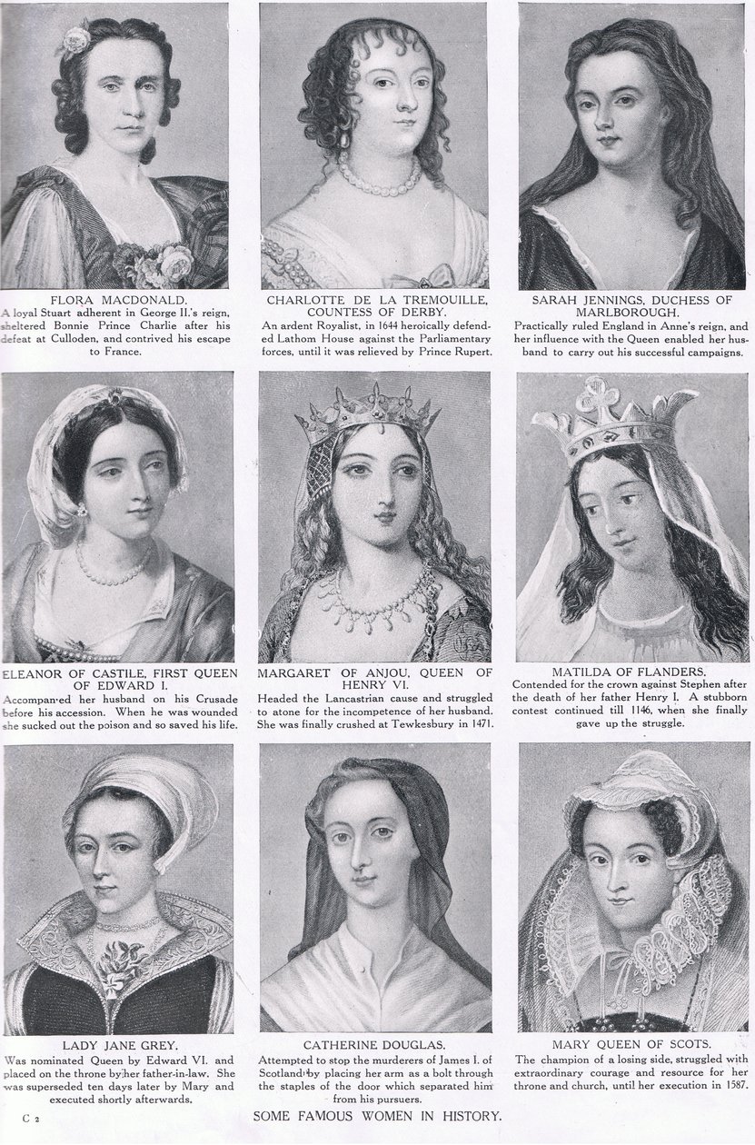 Některé slavné ženy v historii, ilustrace z Hutchinsons History of the Nations, c.1910 od English School