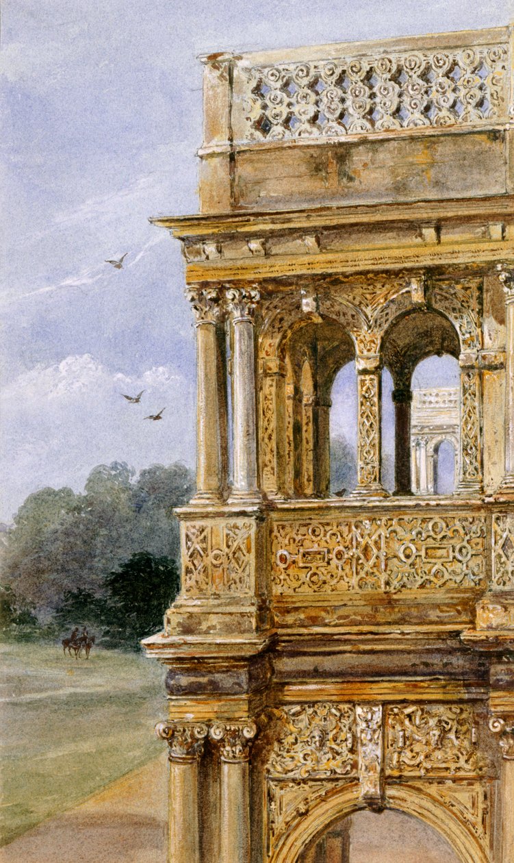 Eteläkuisti, Audley End House, 1800-luvun loppu (akvarelli paperille) od English School