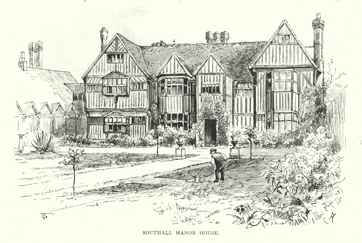 Southall Manor House (rytina) od English School